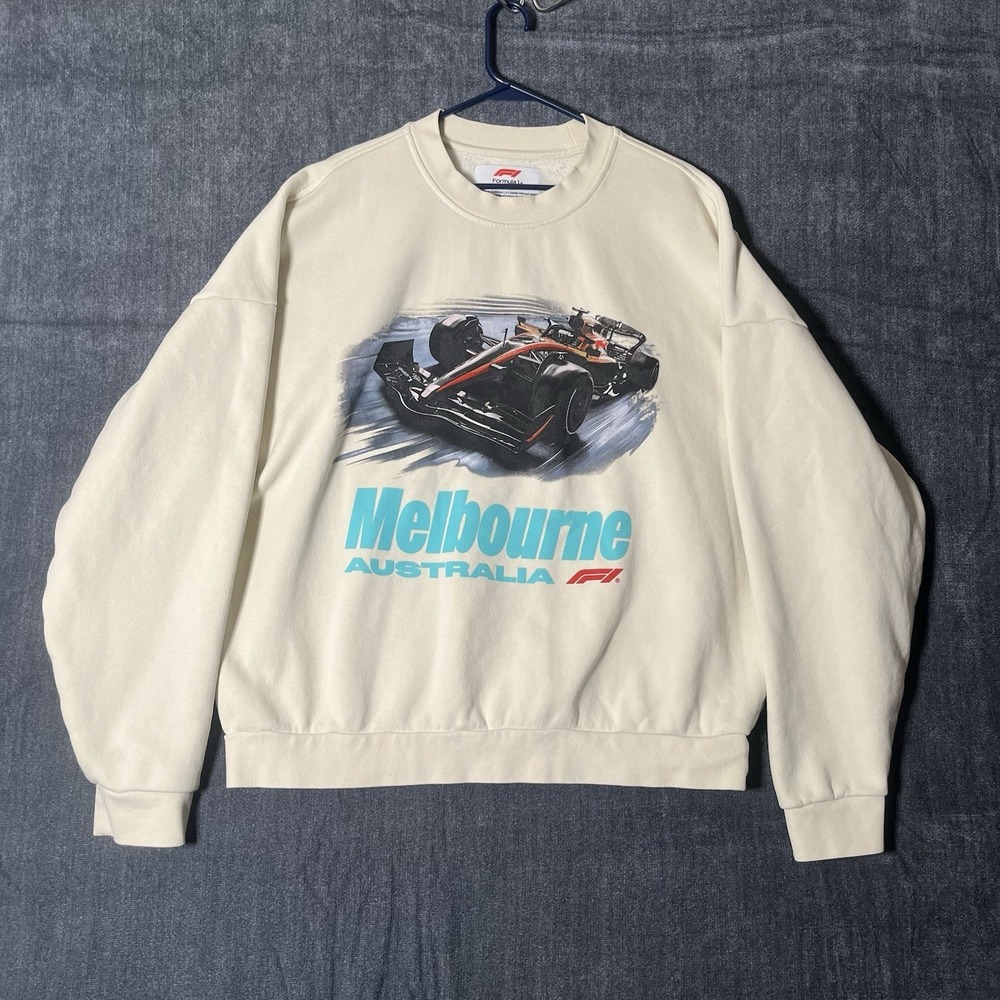Formula 1 x PacSun Melbourne Australia Crewneck Sweatshirt Cream Large F1 Race